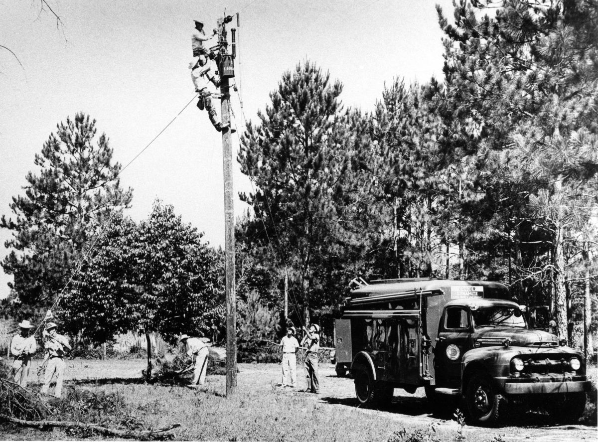 Workers on the powerlines