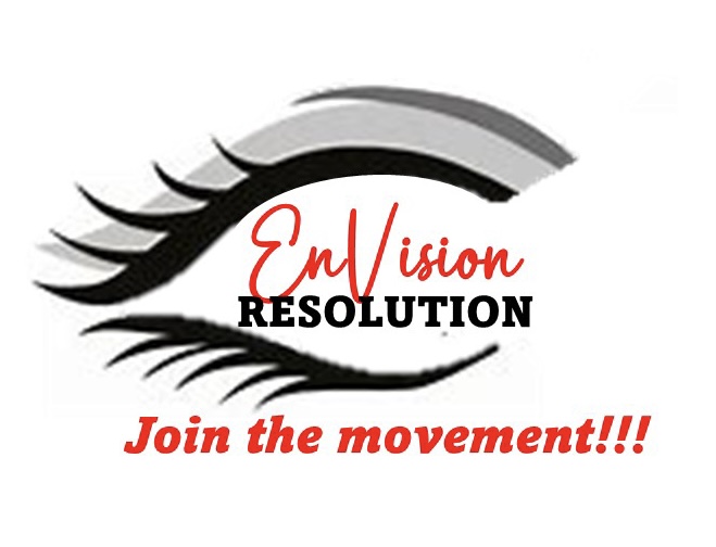 Logo for EnVision Resoulution. Features eye shape and words 
