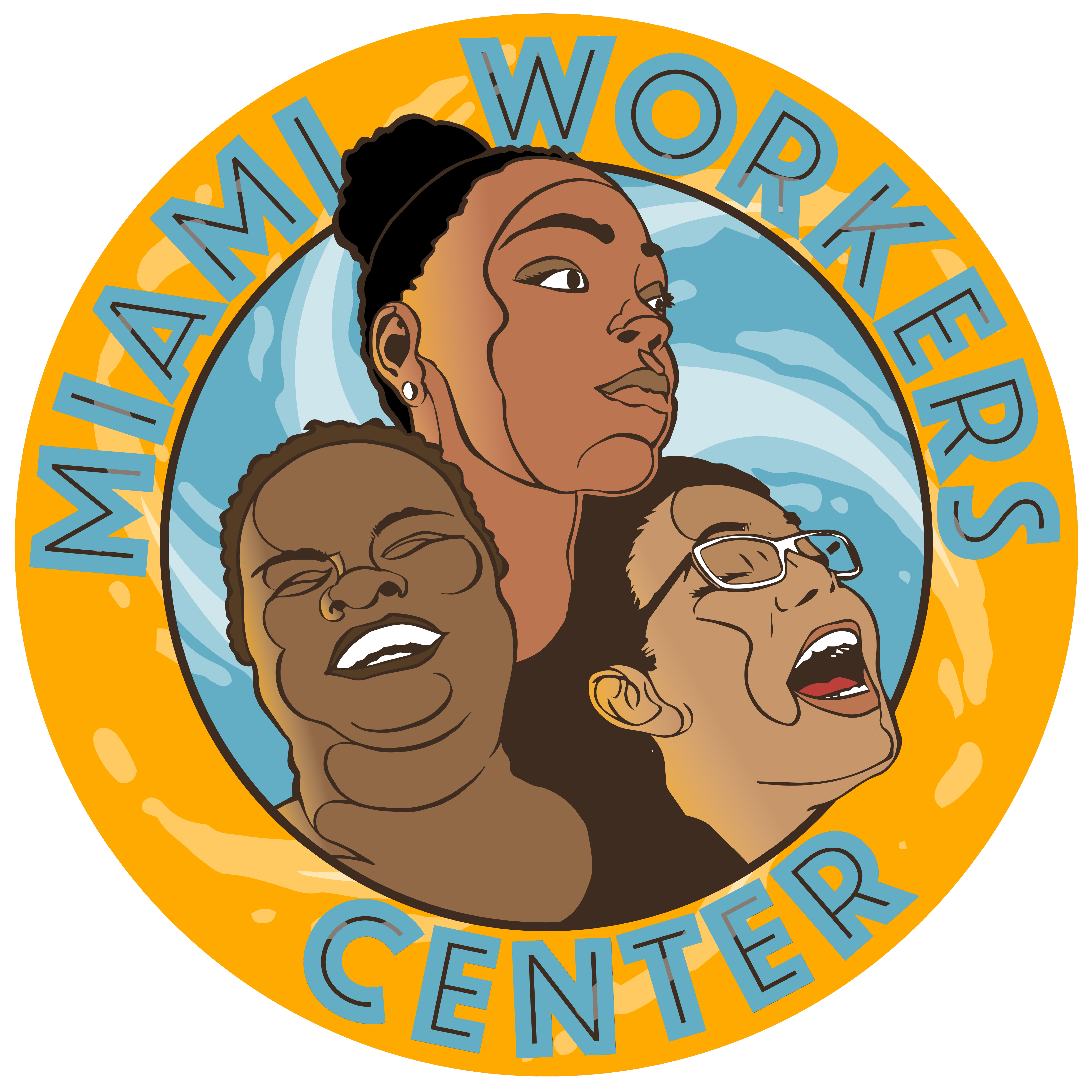 Logo for Miami Workers Center. Features 3 women of color smiling.